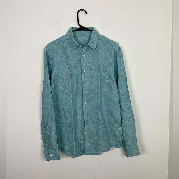 M&S COLLECTION Pure Linen Shirt Mint Sz S - Picture 3 of 13